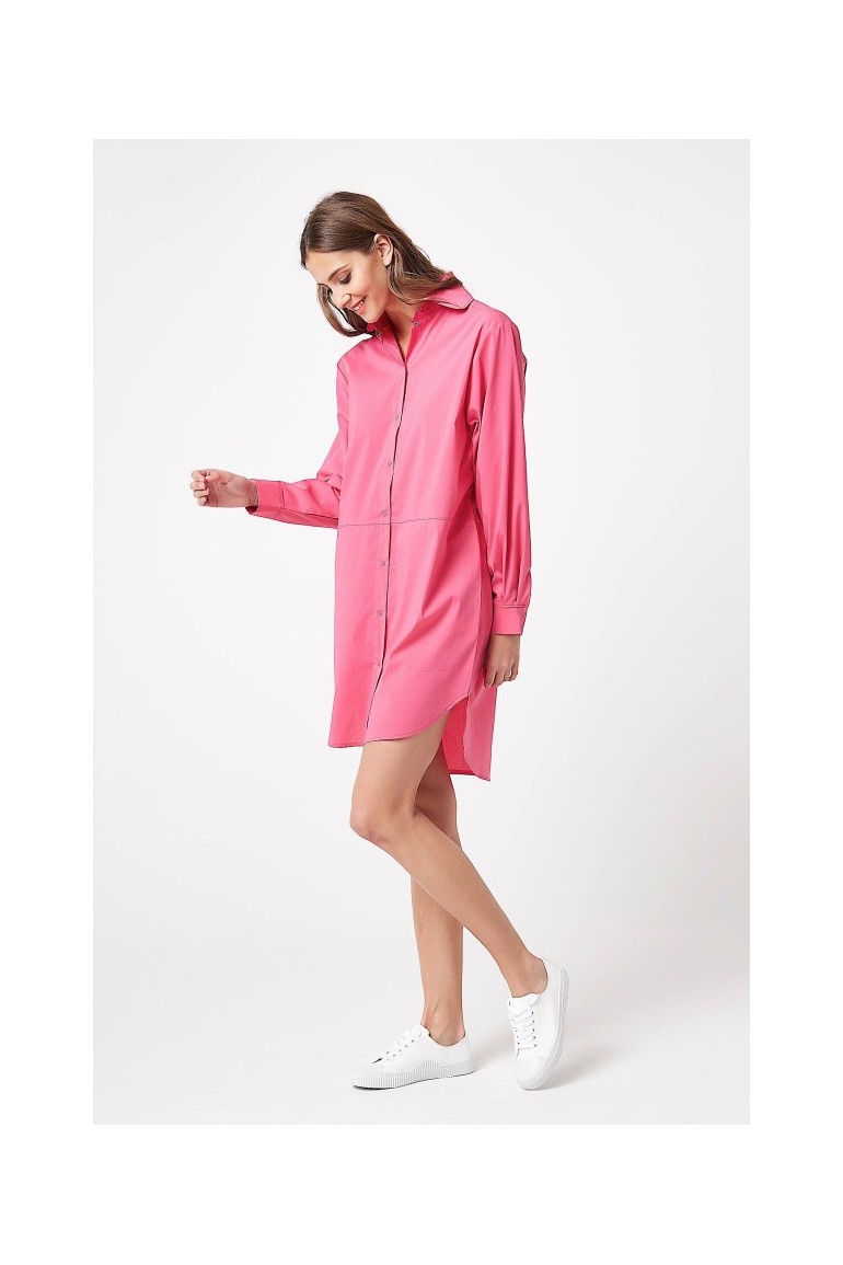 CM4204 Koszulowa sukienka mini - różowa