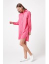 Koszulowa sukienka mini - różowa