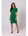 Bawełniana sukienka z paskiem - soczysto-zielona