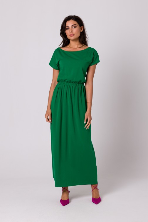 CM7251 Sukienka maxi z gumką w talii - soczysto-zielona