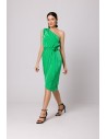 Elegancka sukienka na jedno ramię - soczysto-zielona