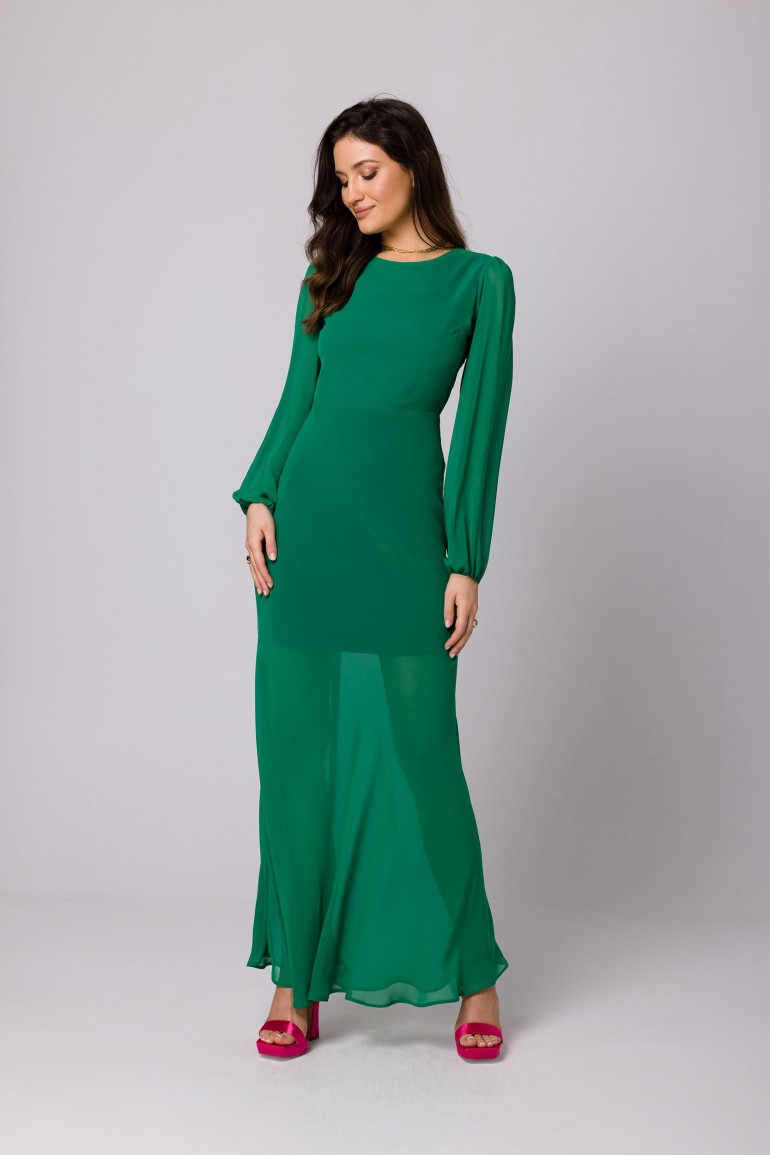 CM7260 Sukienka maxi z odkrytymi plecami - soczysto-zielona