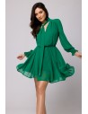 Sukienka mini z wiązaniem przy szyi - soczysto-zielona