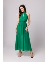 Sukienka szyfonowa z wiązaniem wokół szyi - soczysto-zielona