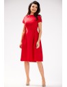 Elegancka sukienka rozkloszowana midi - czerwona