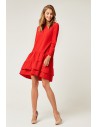 Rozkloszowana sukienka z podwójną falbanką - czerwona
