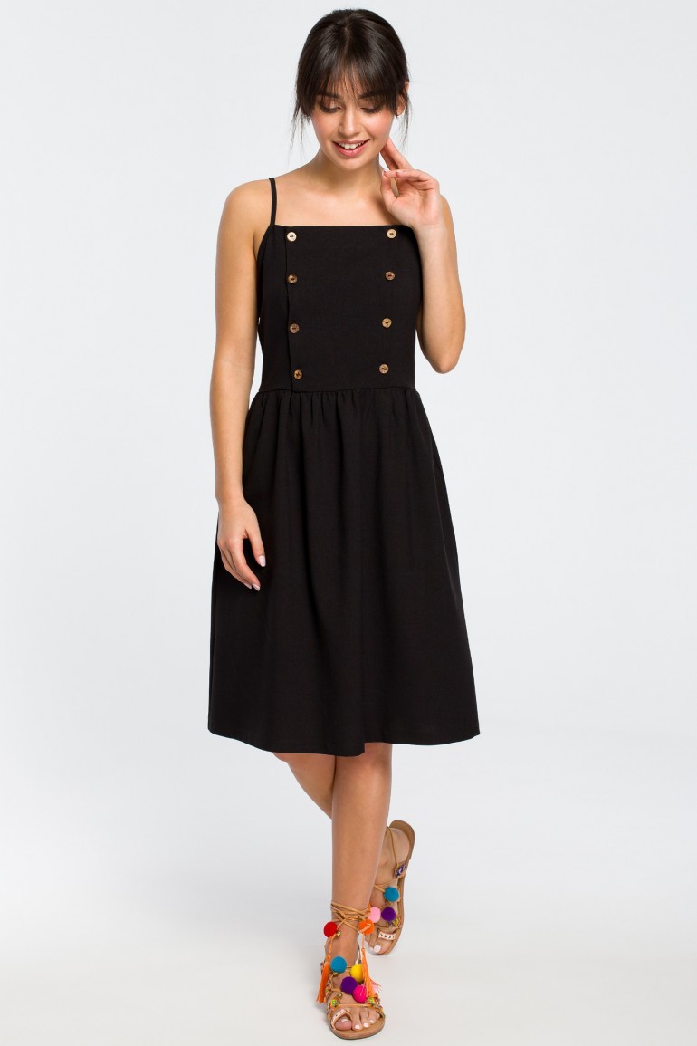 CM4261 Sukienka mini na ramiączkach - czarna