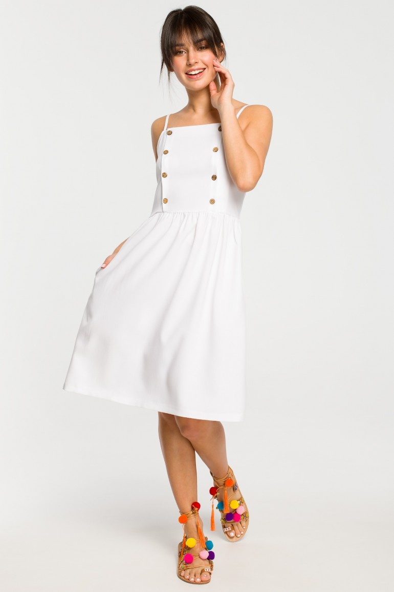 CM4261 Sukienka mini na ramiączkach - biała