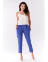 Stylowe spodnie damskie z kieszeniami - niebieskie