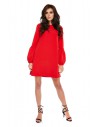Stylowa sukienka z oryginalnymi rękawami - czerwona