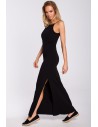 Bawełniana sukienka maxi na ramiączkach - czarna