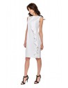 Elegancka sukienka z falbaną - biała