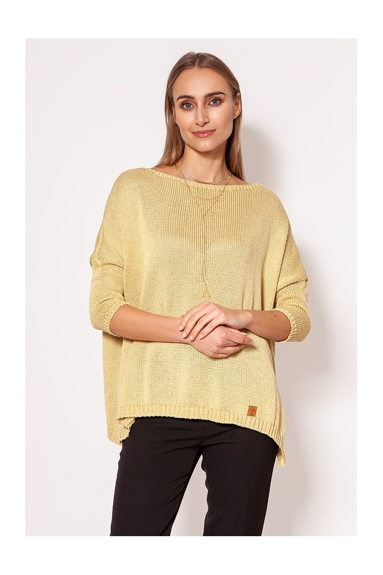 CM3073 Ciepły sweter damski typu oversize - złoty