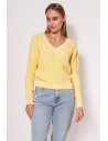 Sweter z głębokim dekoltem V - żółty