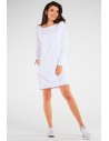 Bawełniana sukienka maxi z długimi rękawami - biała