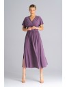 Rozkloszowana sukienka z gumką w pasie - fioletowa