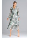 Rozkloszowana sukienka midi z długim rękawem - wzór 157