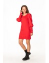 Ołówkowa sukienka mini z bufiastymi rękawami - czerwona