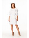 Prosta sukienka midi z wiązaniem - biała