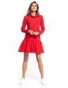 Luźna sukienka dresowa z falbaną na dole - czerwona