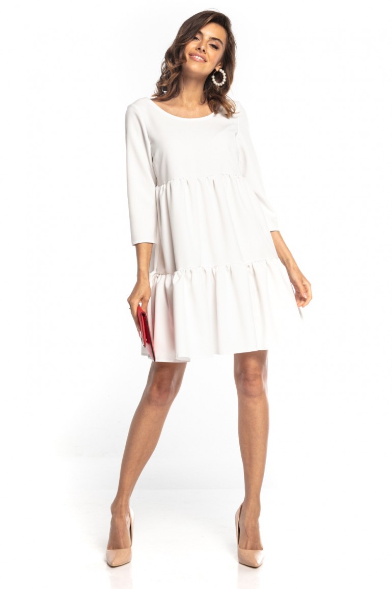 CM7421 Sukienka mini z falbanami - biała