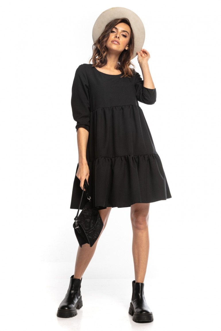 CM7421 Sukienka mini z falbanami - czarna