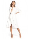 Asymetryczna sukienka z gumką w talii - biała