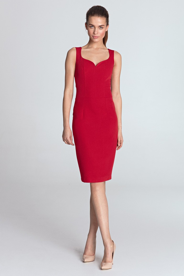 CM4396 Sukienka z dekoltem w kształcie serca - czerwona
