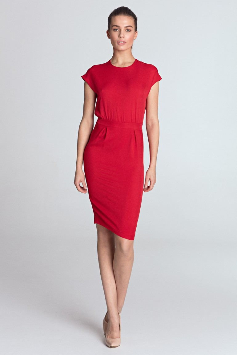 CM4398 Ołówkowa sukienka bez rękawów - czerwona