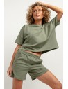 Dresowe szorty damskie z kieszeniami - zielone