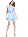 Sukienka mini z podwójną spódniczką - jasnoniebieska