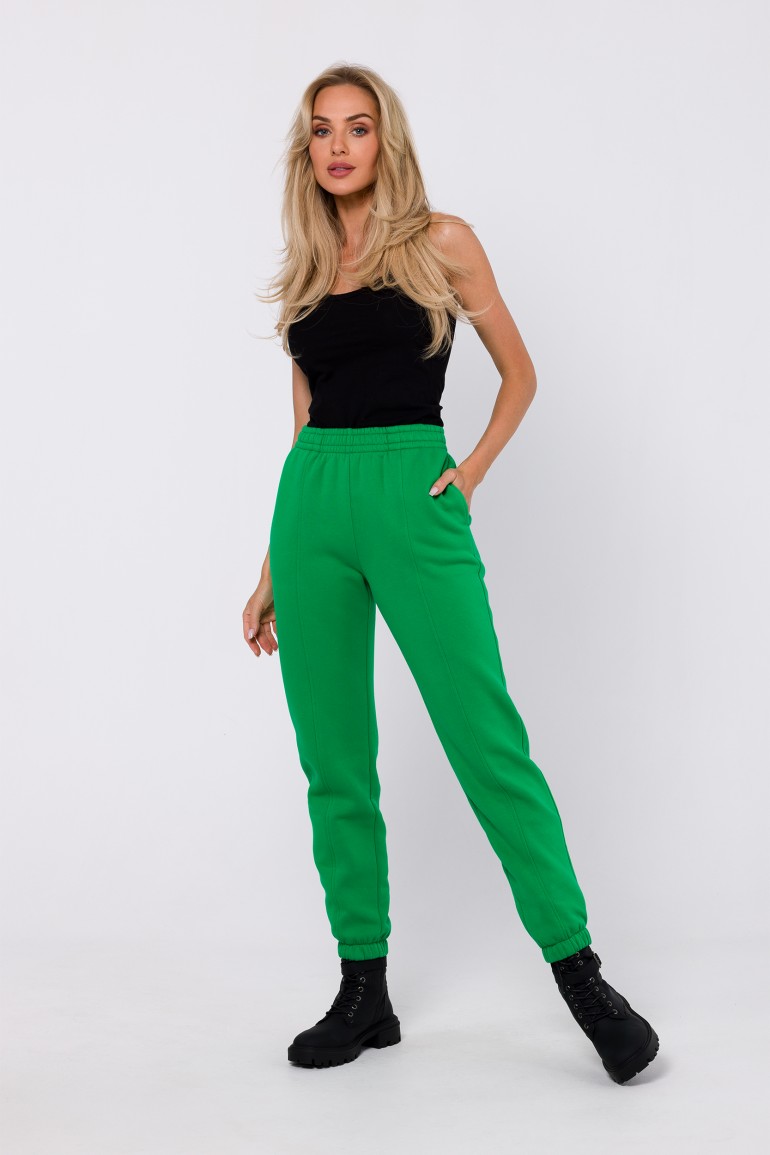 CM7612 Spodnie dresowe z kieszeniami - soczysto-zielone