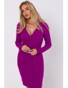 Sukienka z przeplotem na przodzie - purpurowa