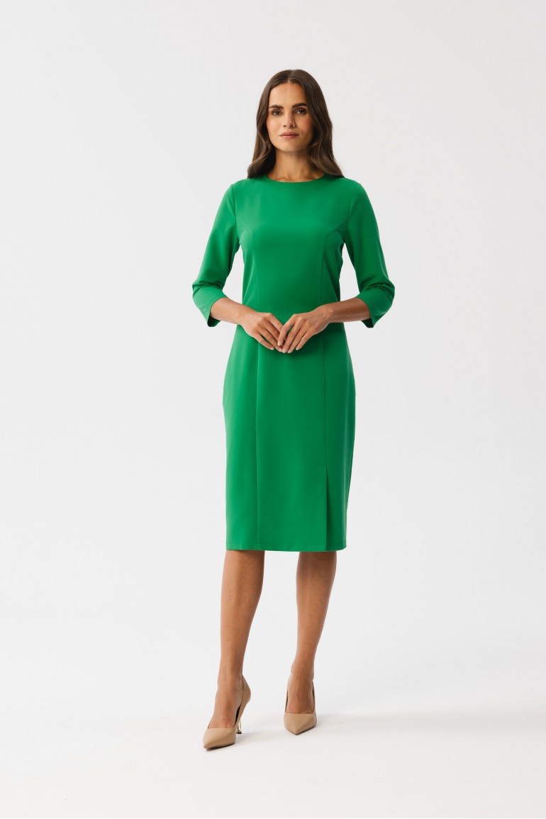CM7631 Sukienka ołówkowa z rozcięciem - soczysto-zielona