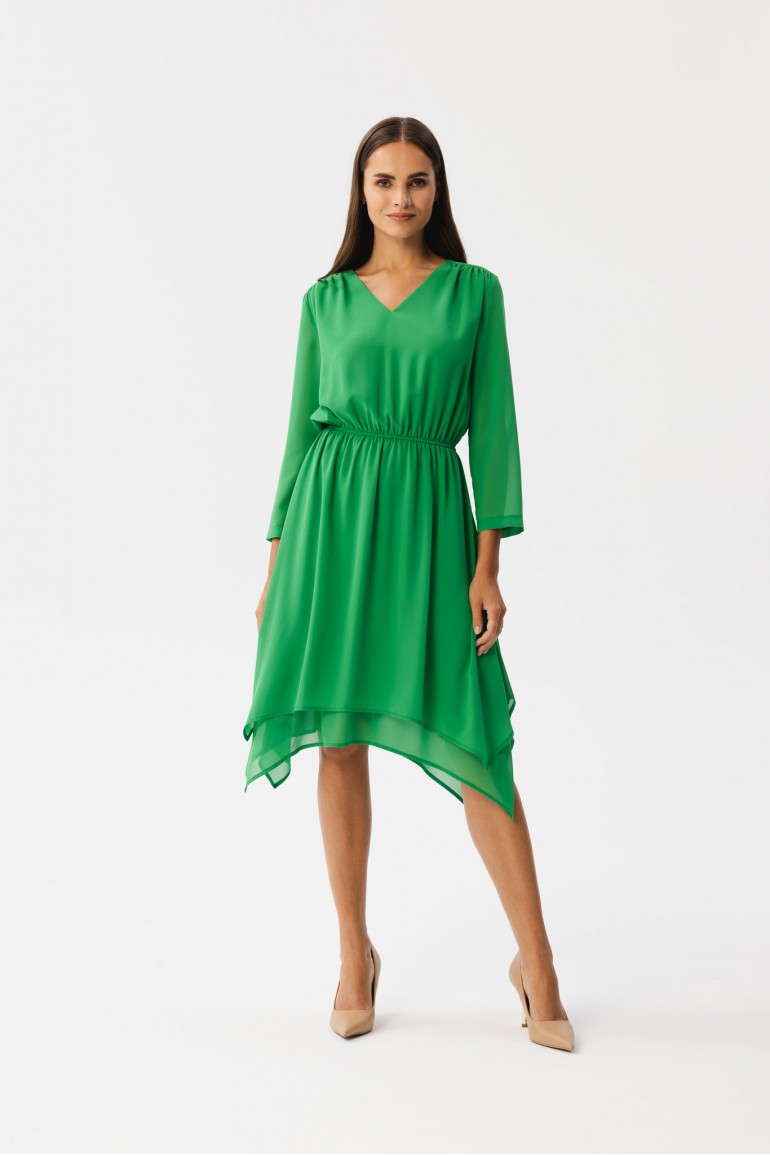 CM7635 Sukienka szyfonowa midi - soczysto-zielona